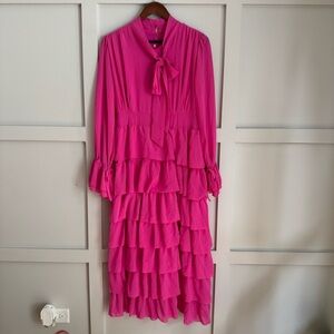 Elegant Pink Ruffle Dress
